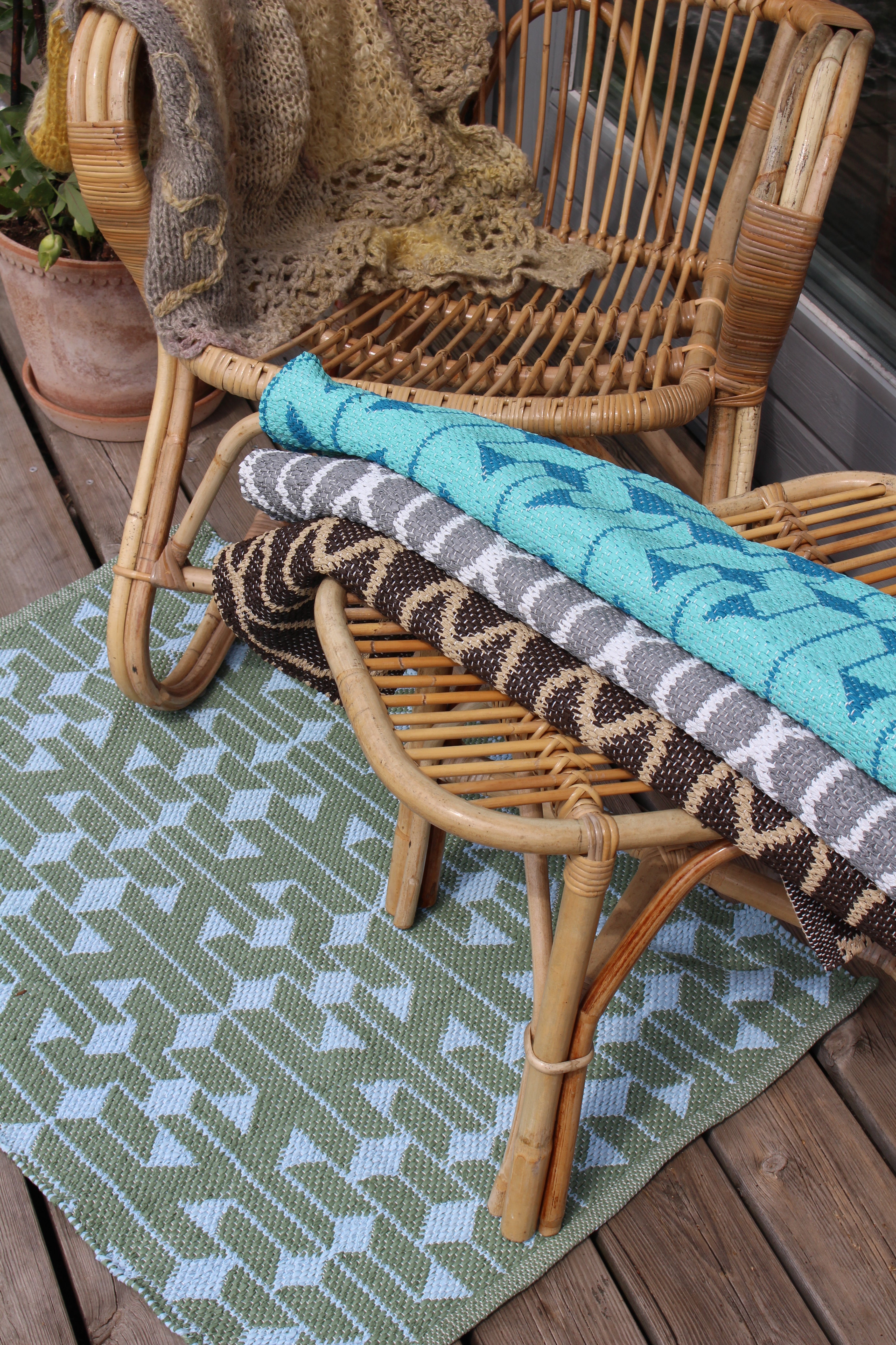Turquoise Tæppe af Genbrugsplastik B60xL90
