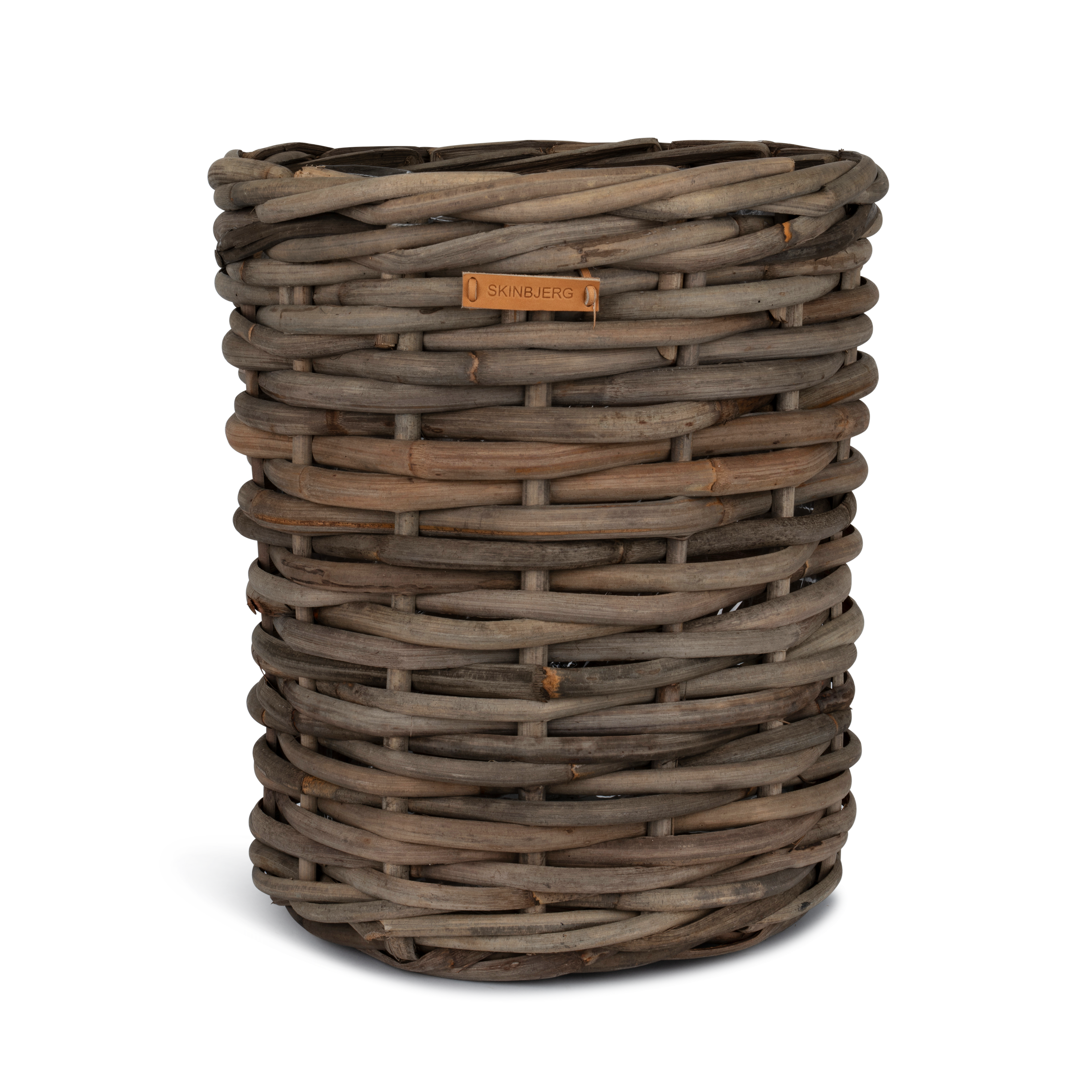 Grå Rund Rattan Plantekurv i Kraftig Rattan - Sæt á 3
