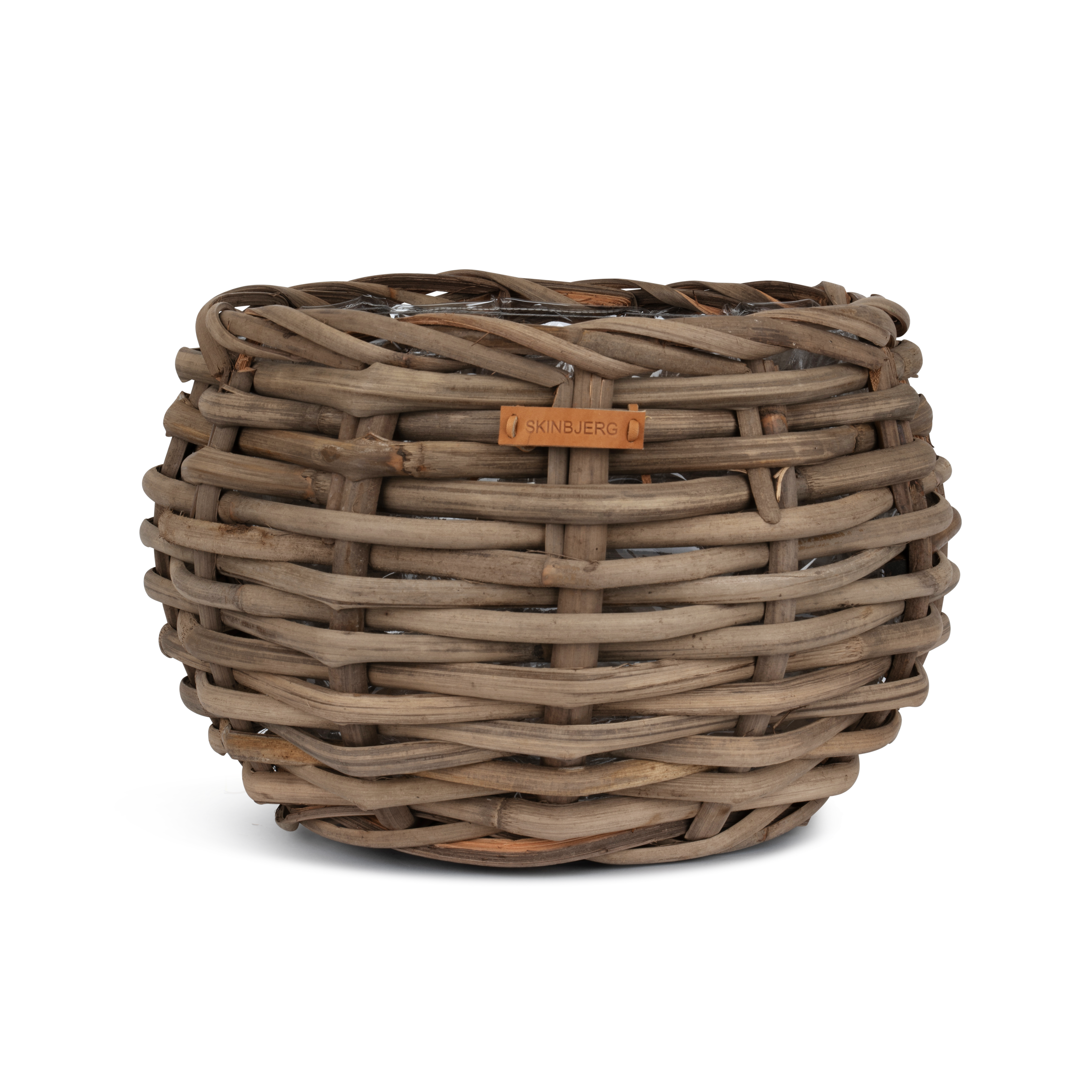 Buttet Kurv i Grå Rattan m. Tyk Plastik - Sæt á 3