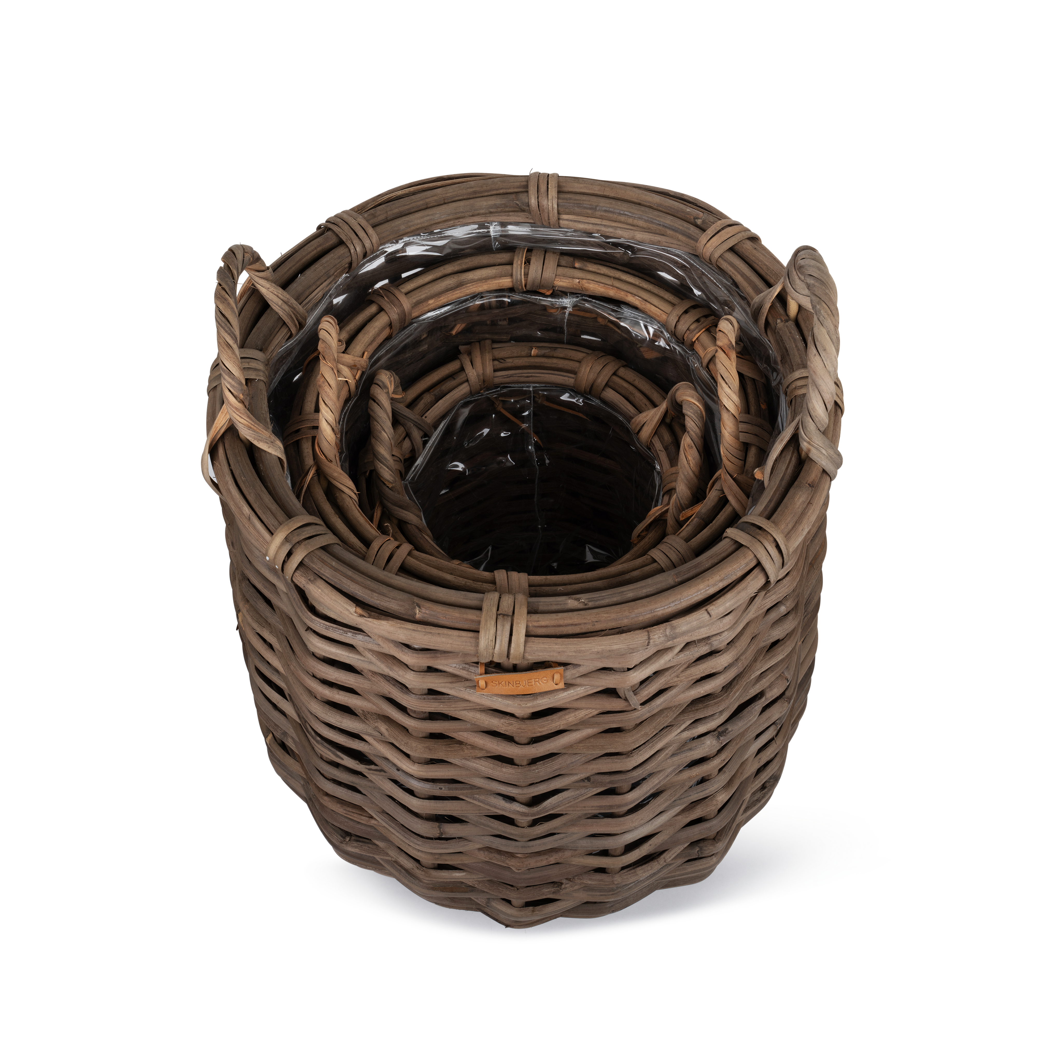 Grå Rattan Plantekurv - Sæt á 3