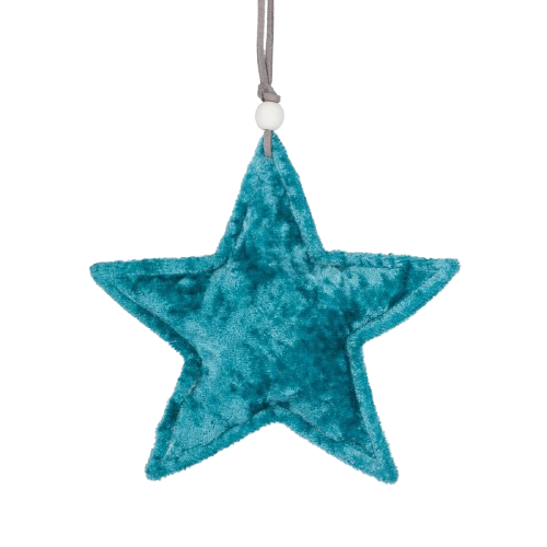 Tekstil Turquoise Velour Stjerne 15 cm.