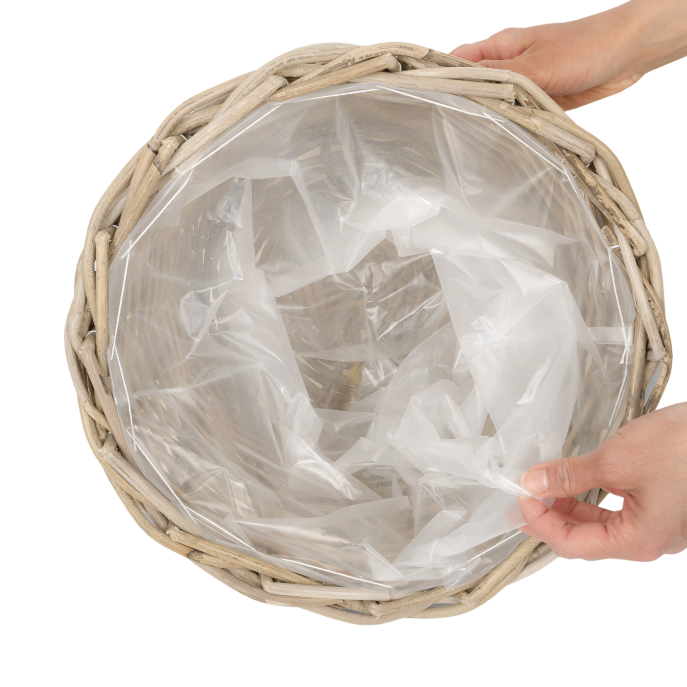 Rund plantekurv i Rattan - sæt á 3 størrelser