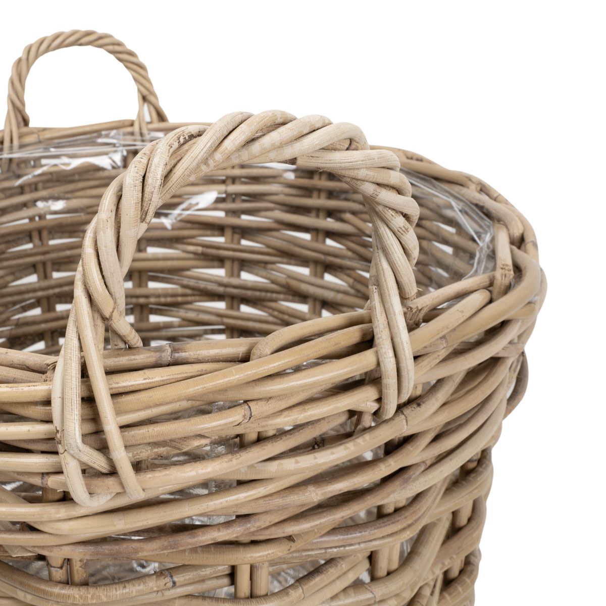 Rund Kurv i Grå Rattan - sæt á 3 størrelser