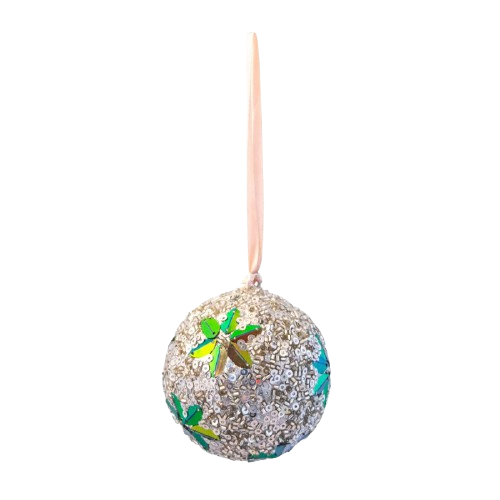 Silver Flower Ball 7 cm