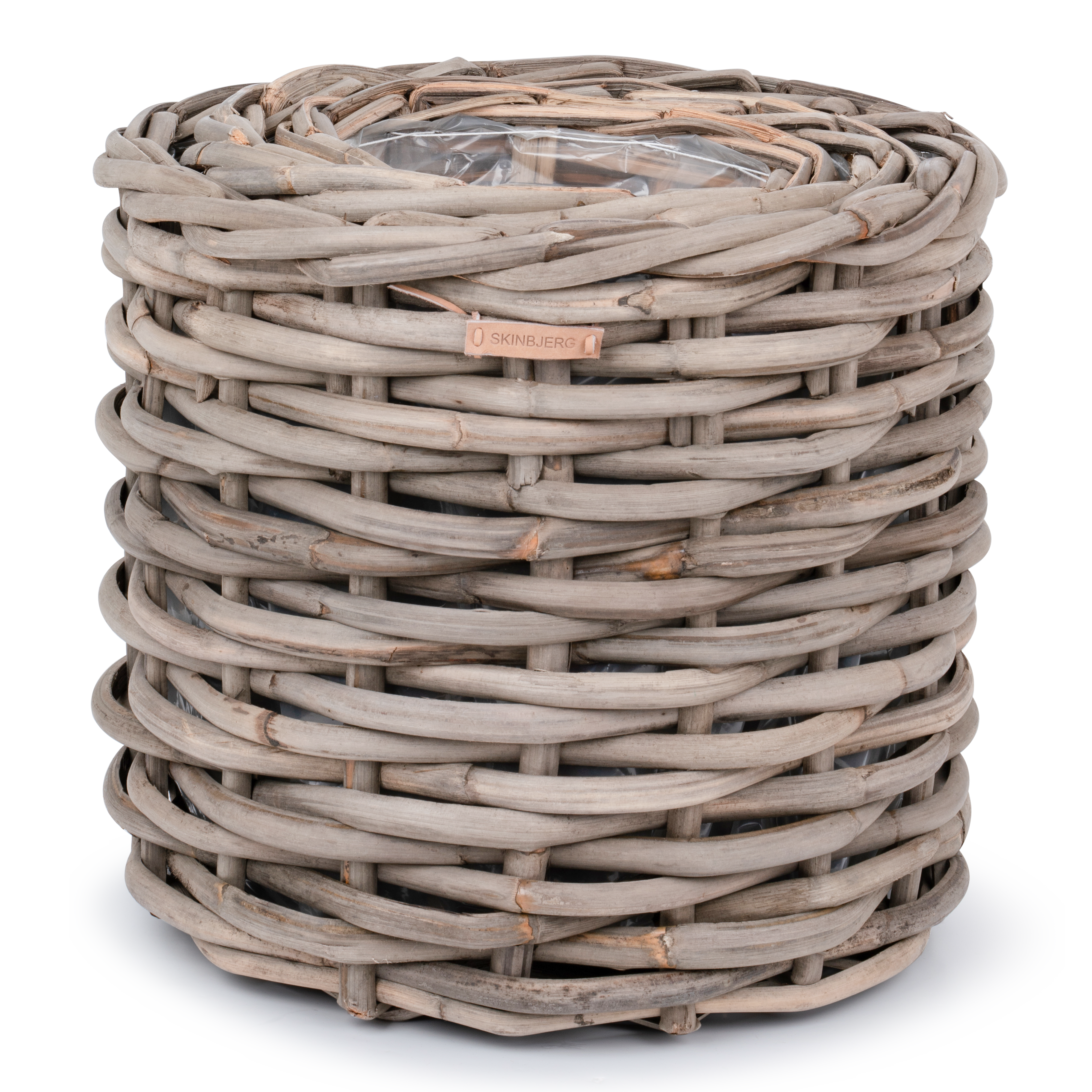 Grå Rund Rattan Plantekurv i Kraftig Rattan - Sæt á 3