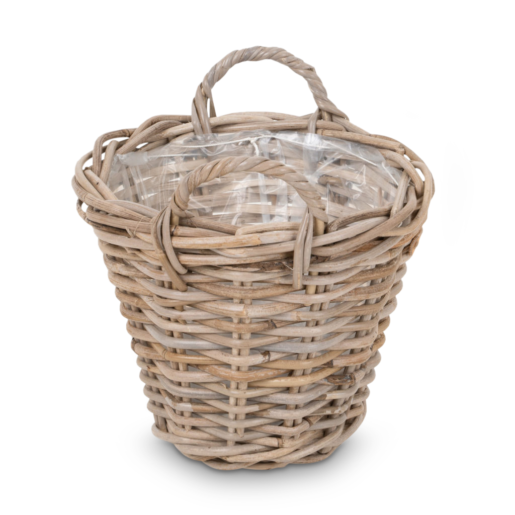Plantekurv i Grå Rattan S m. Plast. Ø24cm