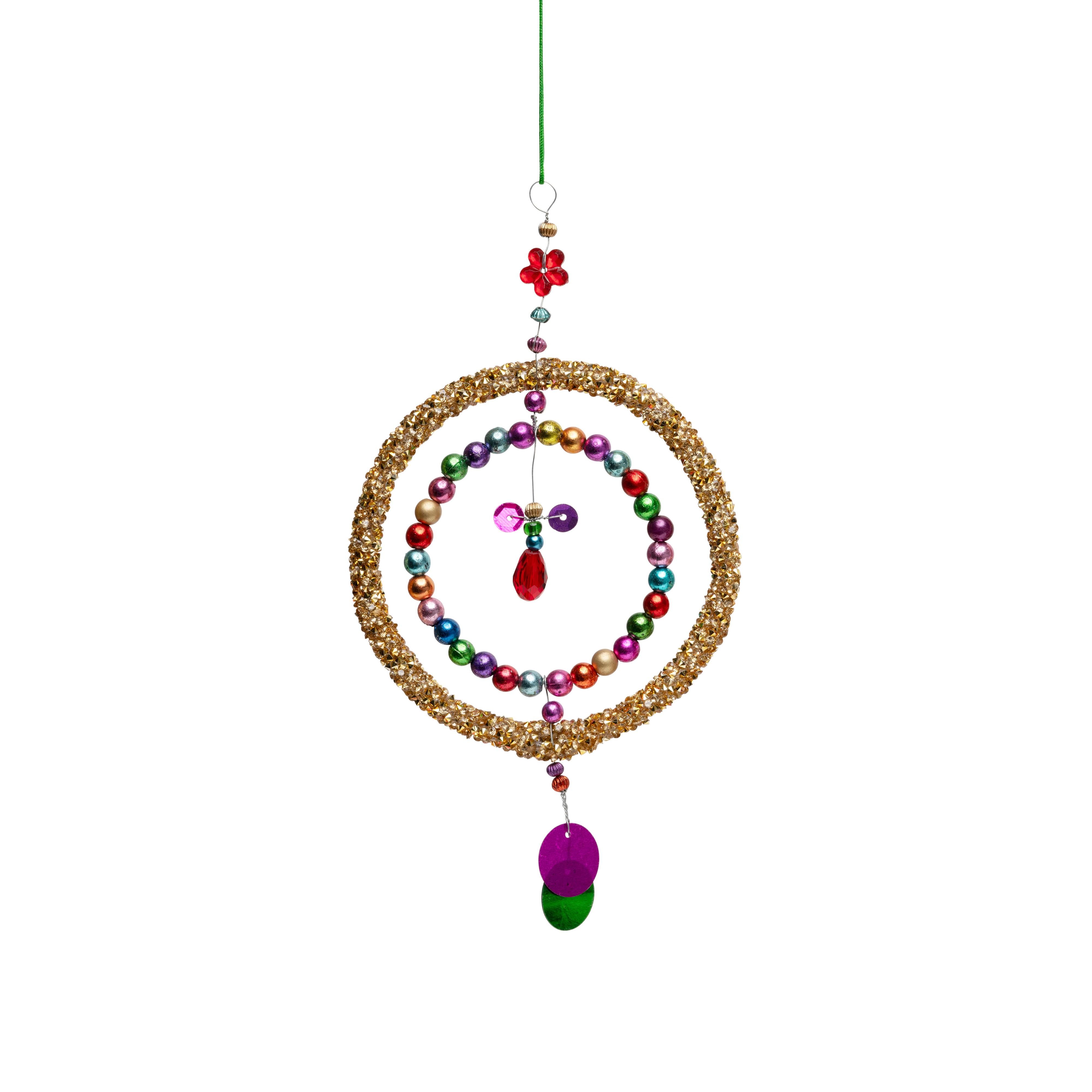Guld Peace Cirkel med Perler